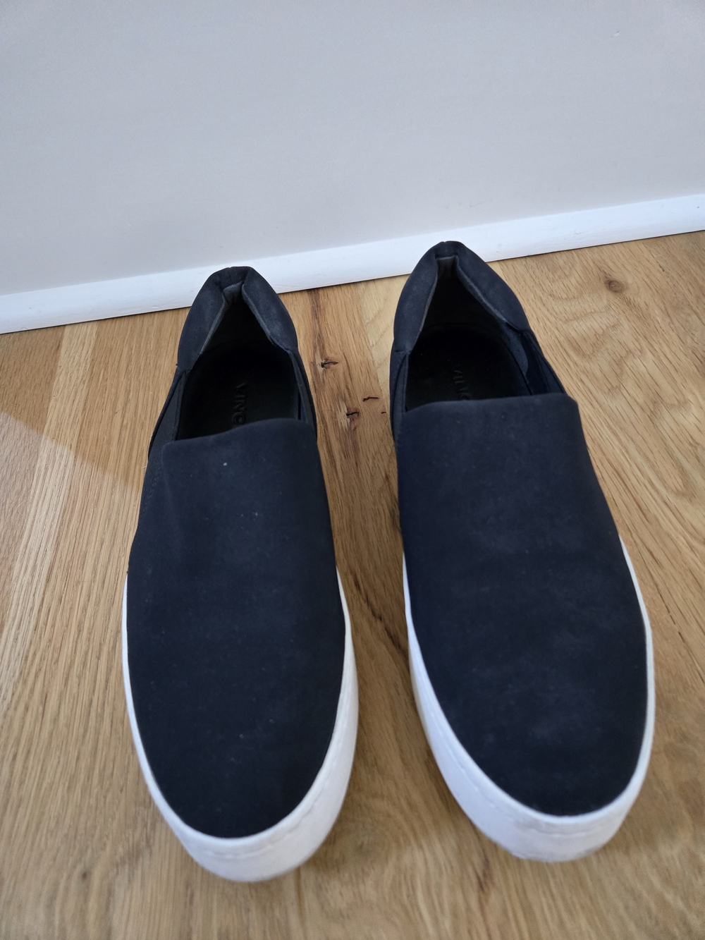 Vince Black Slip-On Sneakers with White Platform